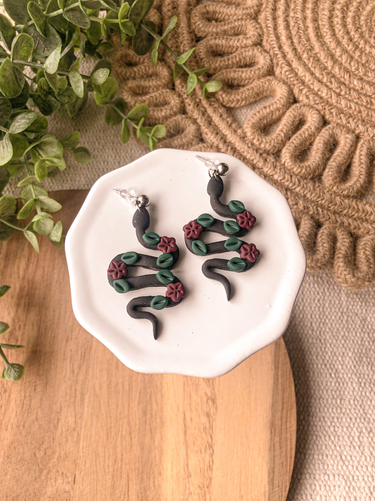 Floral Snake Earrings