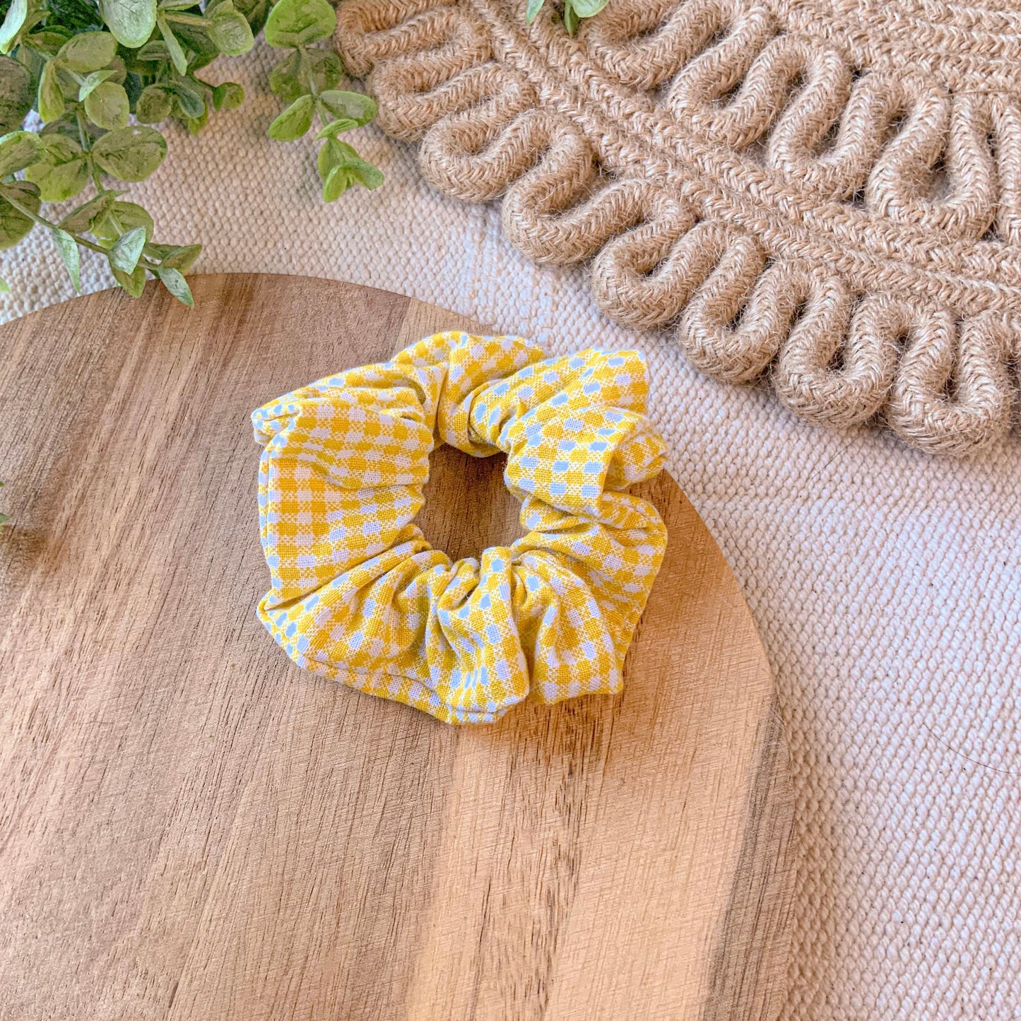 Yellow Plaid Scrunchie