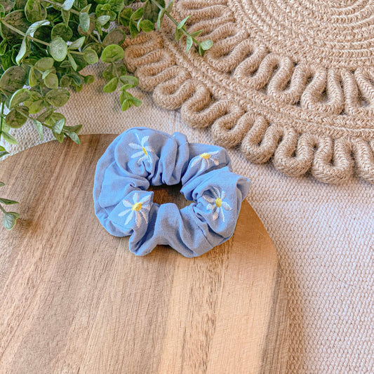 Embroidered Daisy Scrunchie