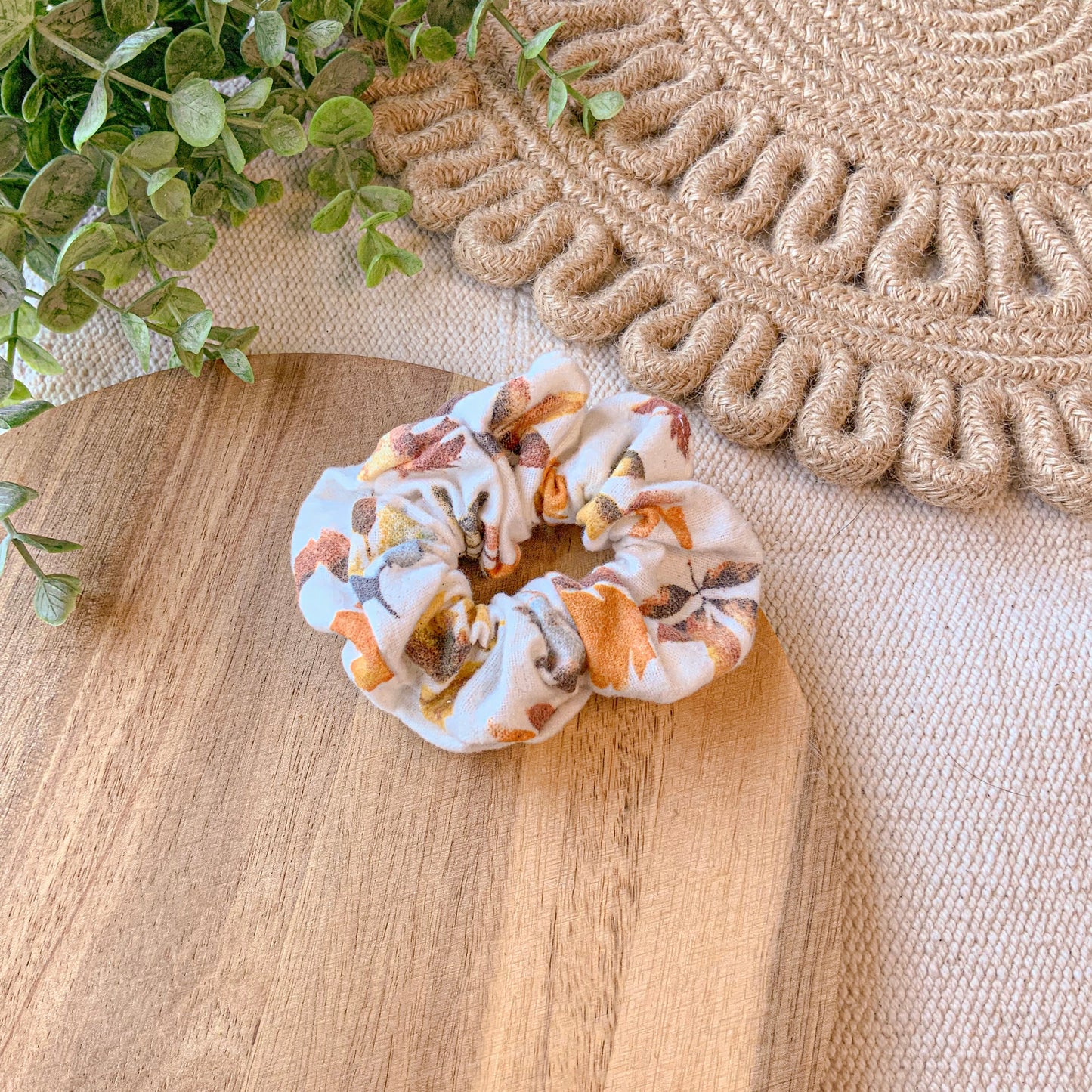 Watercolor Leaf Scrunchie