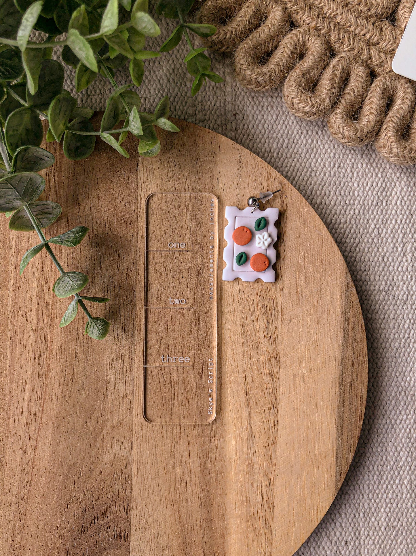 Orange Stamp Clay Earrings